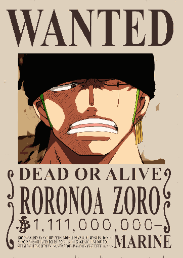 RORONOA ZORO WANTED POSTER